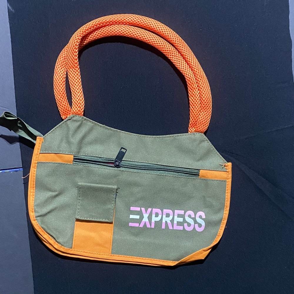 Express Olive and Orange Shoulder Bag